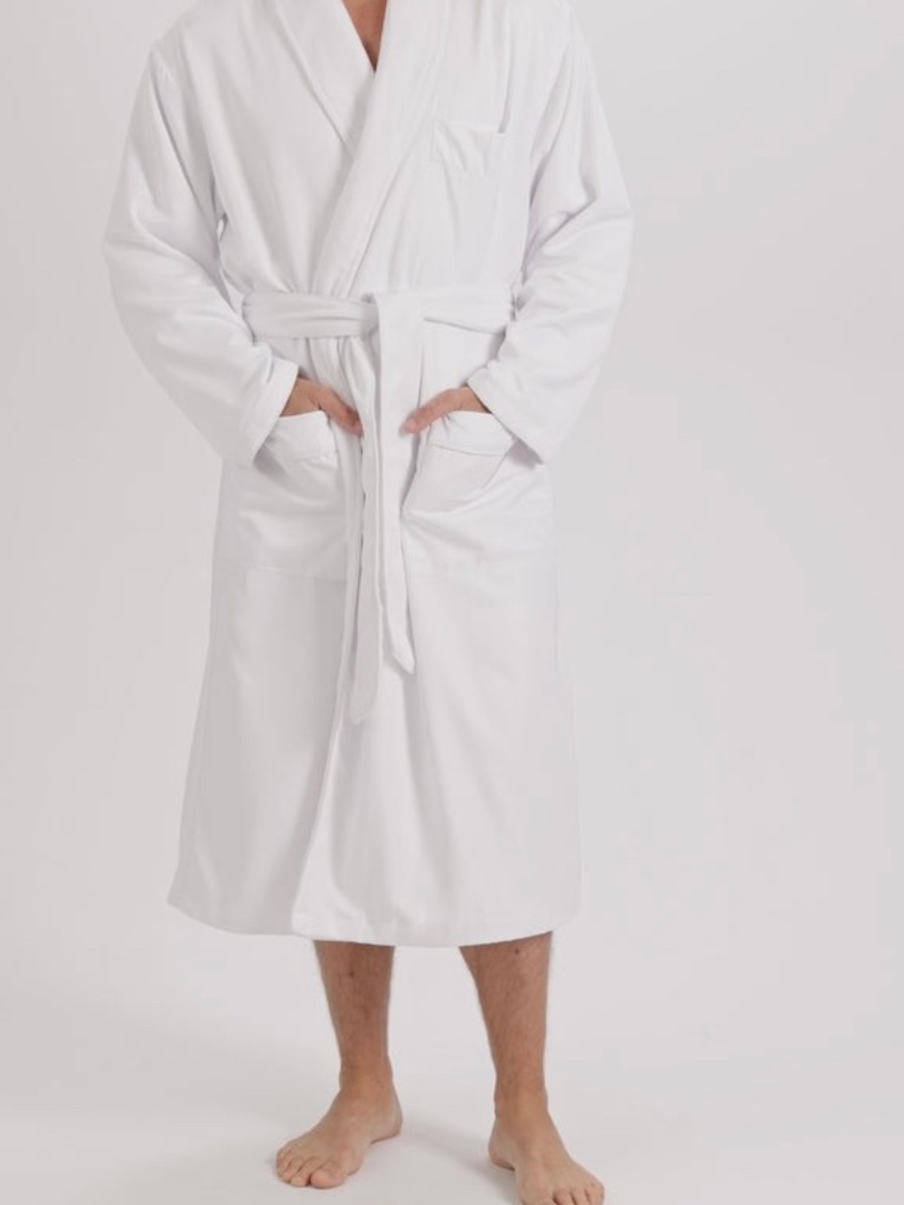 New Monarch Cypress Chamois Shawl Luxury Hotel Spa Robe-White , Size L